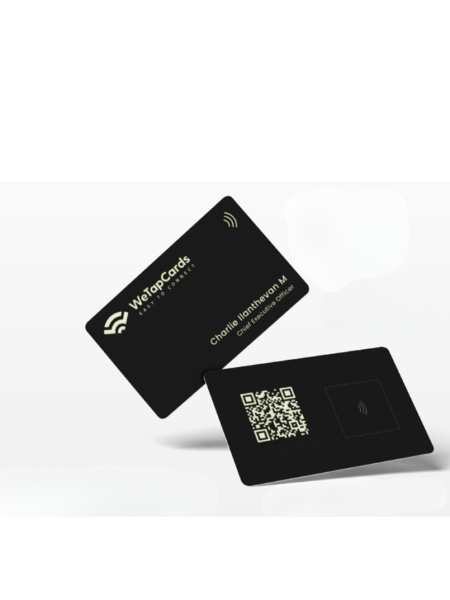 Black Metal NFC Card – Silver Laser Engraved
